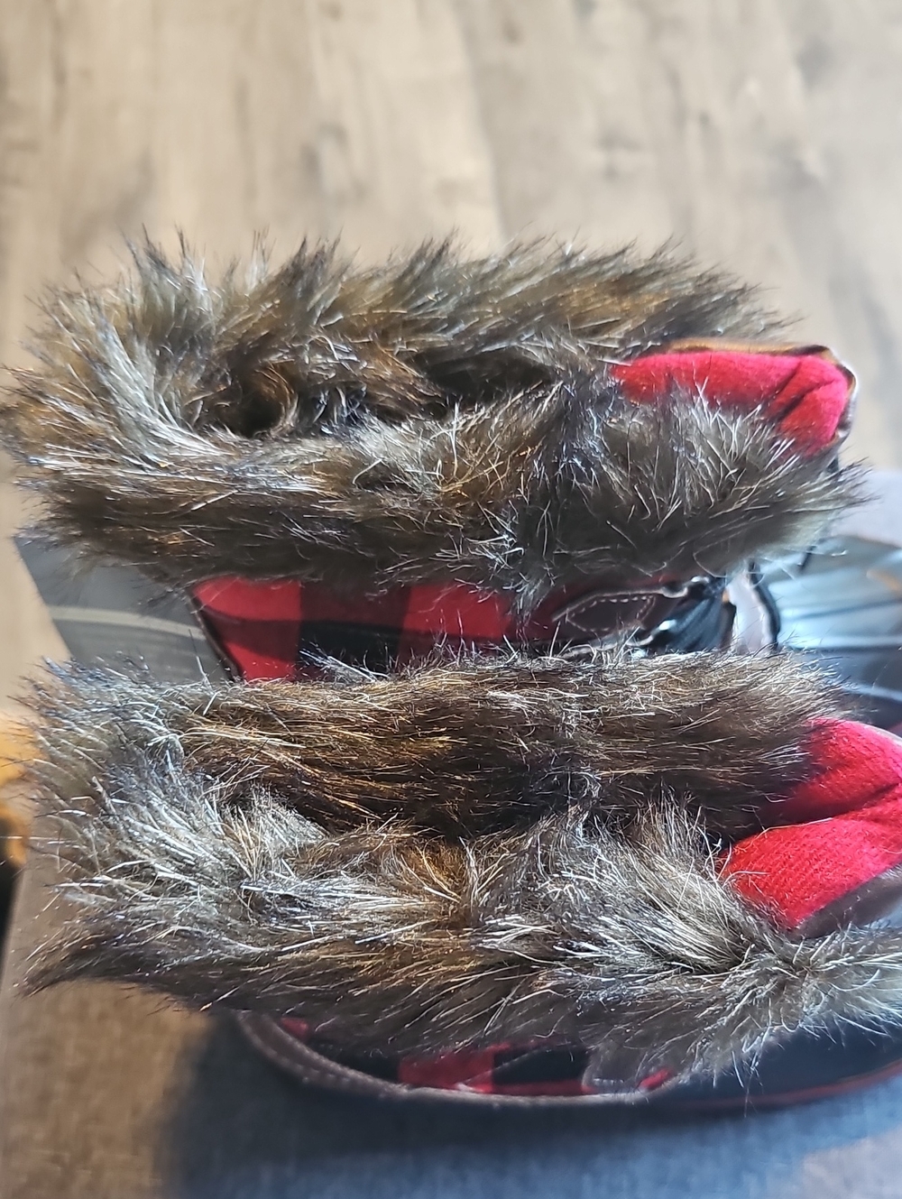NWT Natural Reflections Red & Black Plaid Fur-Trim Lace-Up Winter Boots Size 10 - Picture 6 of 9